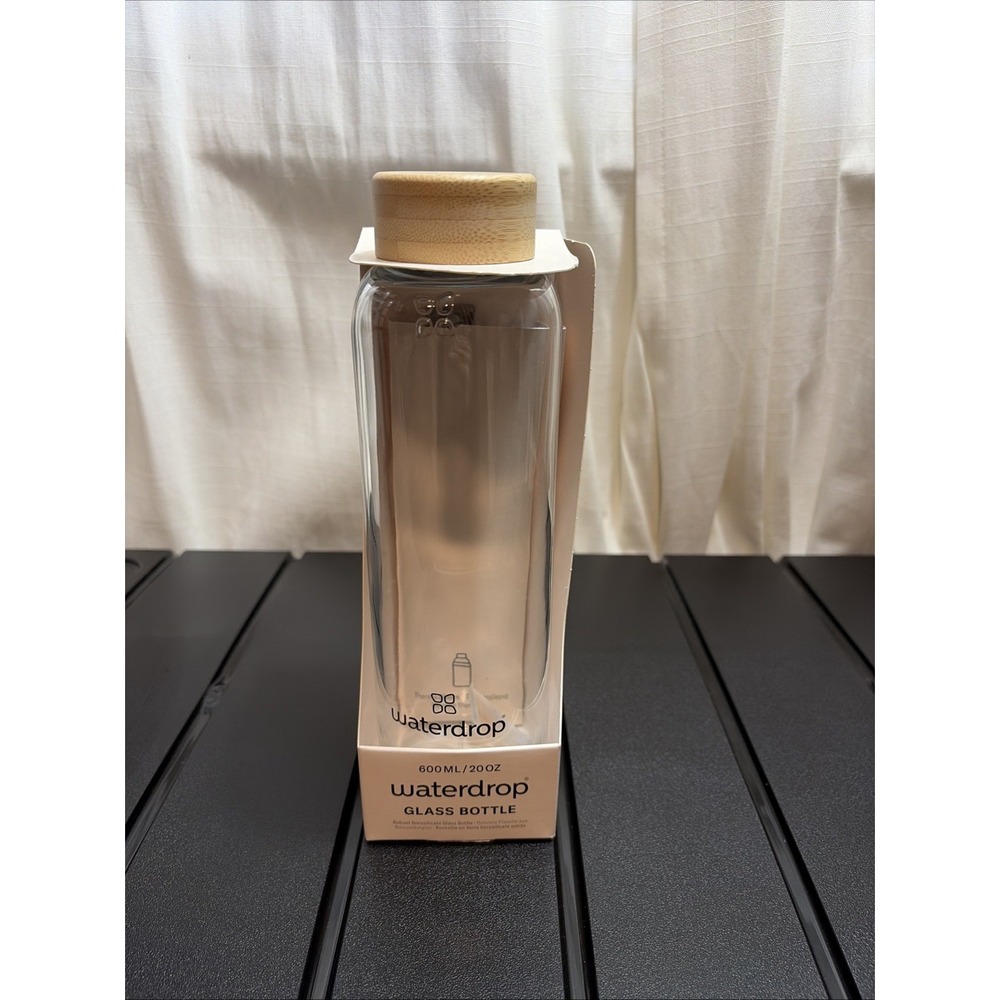 NWT Waterdrop Microdrinks 20oz Clear Glossy Transparent Water Bottle W Sleeve - Picture 3 of 9